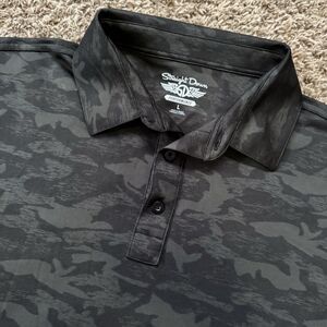 Straight Down Performance Golf Polo Men Size Large Black Green Camo